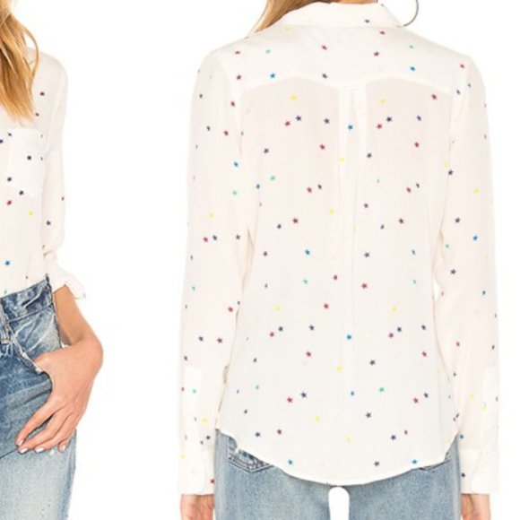 Rails Kate Top in Rainbow Stars on White - Picture 3 of 8